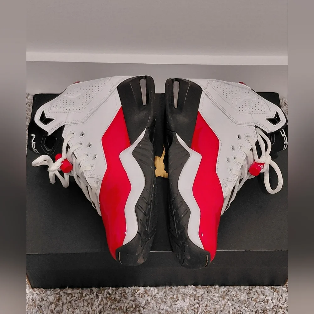 Jordan Red and White High-Top Sneakers